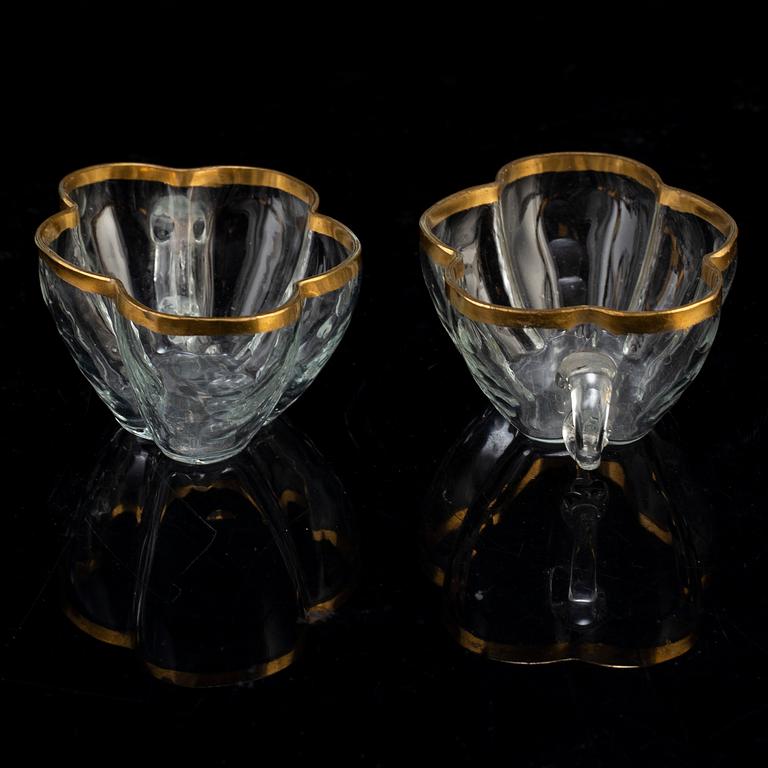 KONFEKTSKÅLAR med öra, nio stycken, 1700-tal.