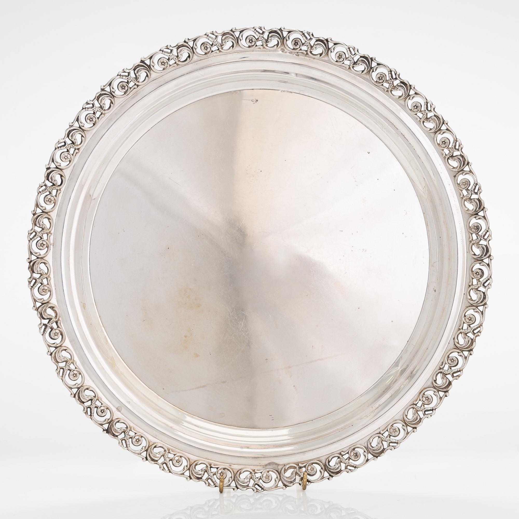 A silver tray, Italy, control marked Wasama & Co Oy, Helsinki 1968.