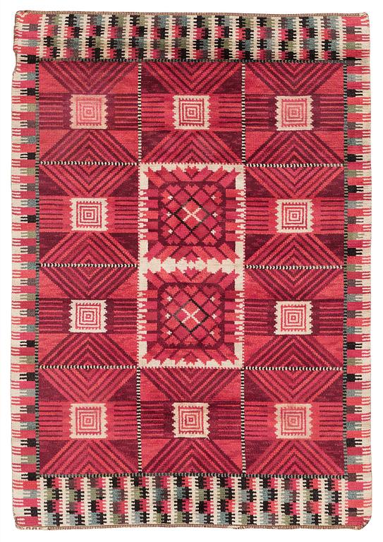 Barbro Nilsson, A CARPET, "Nellicka", knotted pile, ca 228 x 158,5 cm, signed AB MMF BN.