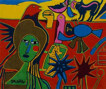 Beverloo Corneille, after, tapestry rug, hand-tufted wool, c. 200 x 240 cm, numbered 82/125.