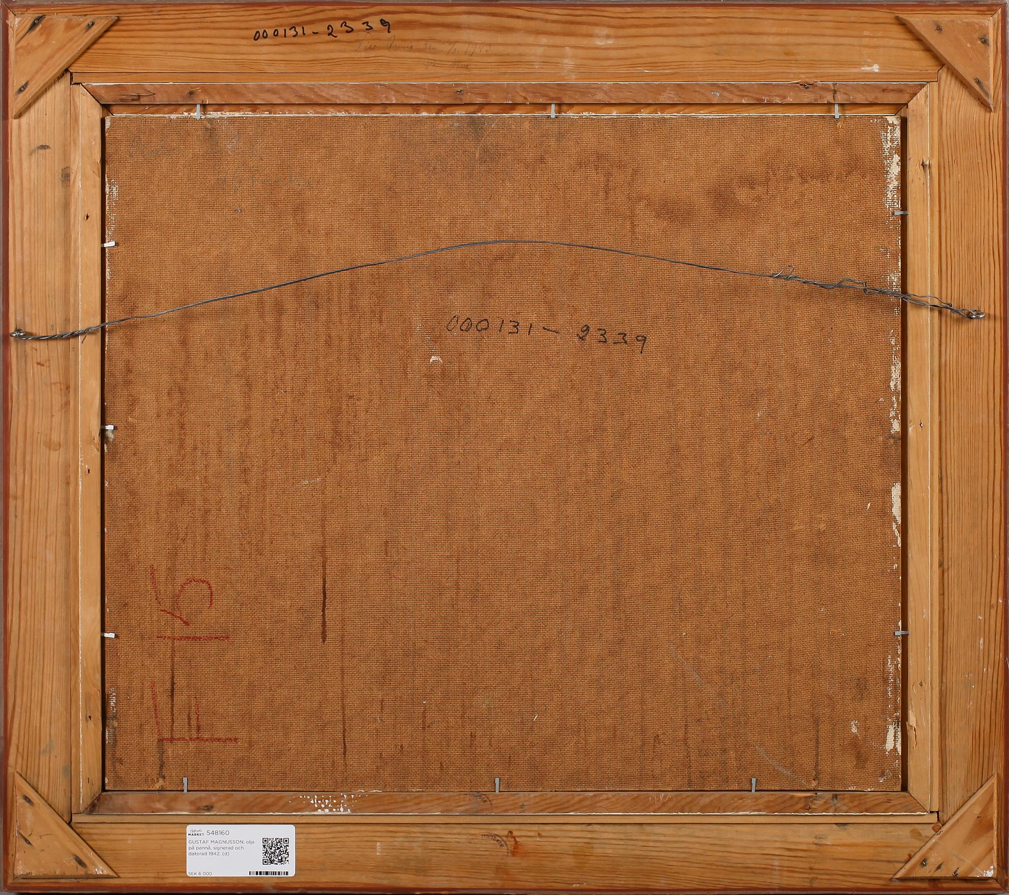 GUSTAF MAGNUSSON, olja på pannå, signerad och daterad 1942.