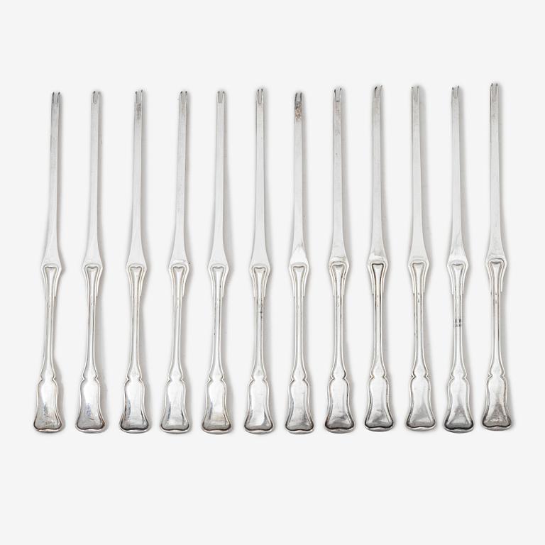 Hummergafflar, 12 st, silver, 1900-tal.