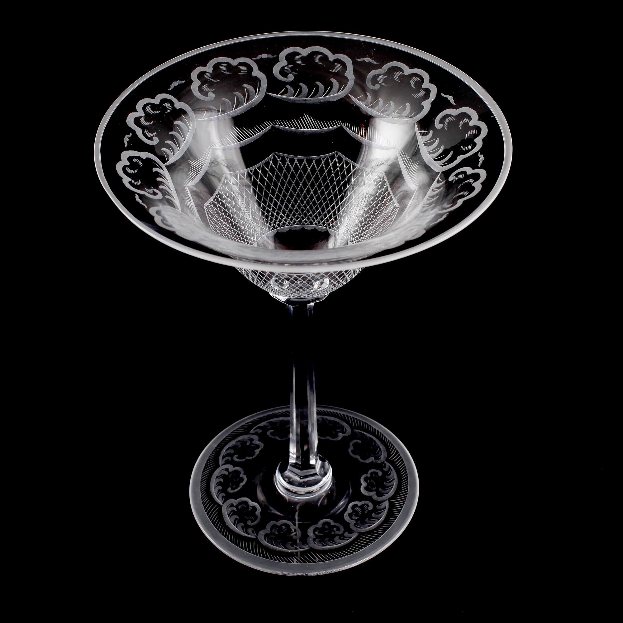 SKÅL PÅ FOT, glas, "Molnet", Simon Gate, Orrefors.