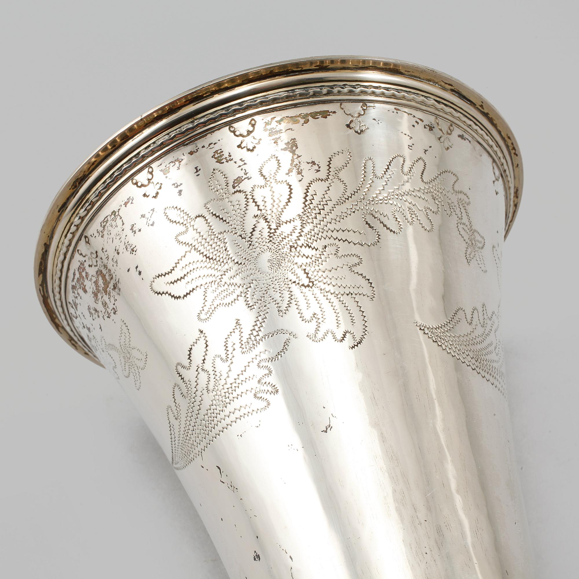 BÄGARE, silver, K Andersson, Stockholm, 1930. Vikt 490 gram.