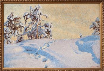 815. Gustaf Fjaestad, Snowy landscape.