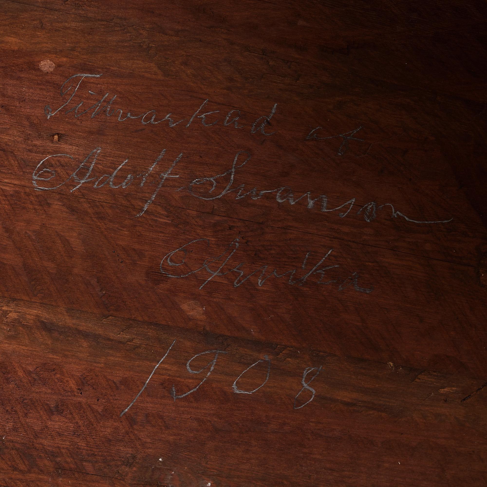 GUSTAV FJAESTAD, bord, tillverkat av Adolf Swanson, Arvika 1908, jugend.