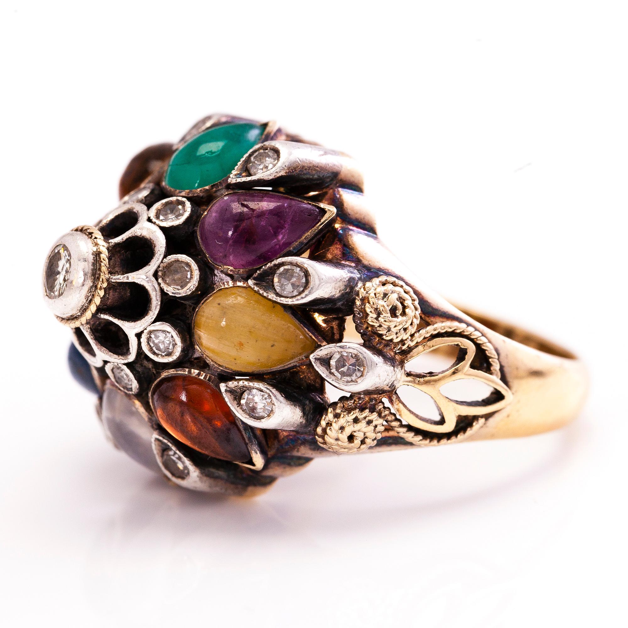 RING, 18K guld, diamanter, rubin, safir, smaragd, granat och månsten m.fl.