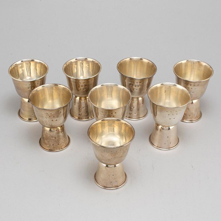 CODAN, bägare, 8 st, sterlingsilver. Mexiko, 1900-talets mitt.