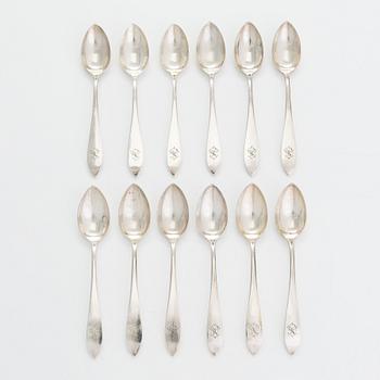 Bestickuppsättning för 12, totalt 108 delar, silver, Warszawa, Polen 1931-1963.