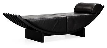 39. A Jonas Bohlin daybed 'Concav' in black lacquered beech and black leather by Källemo, Sweden 1985.