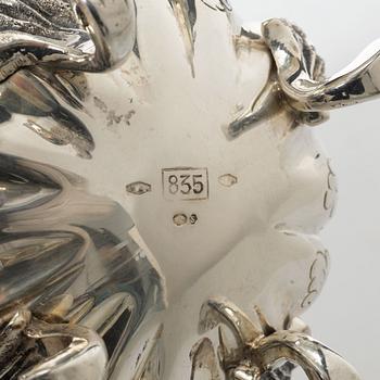 A silver sugar bowl and a set with creamer and sugar bowl, silver, 20th century.