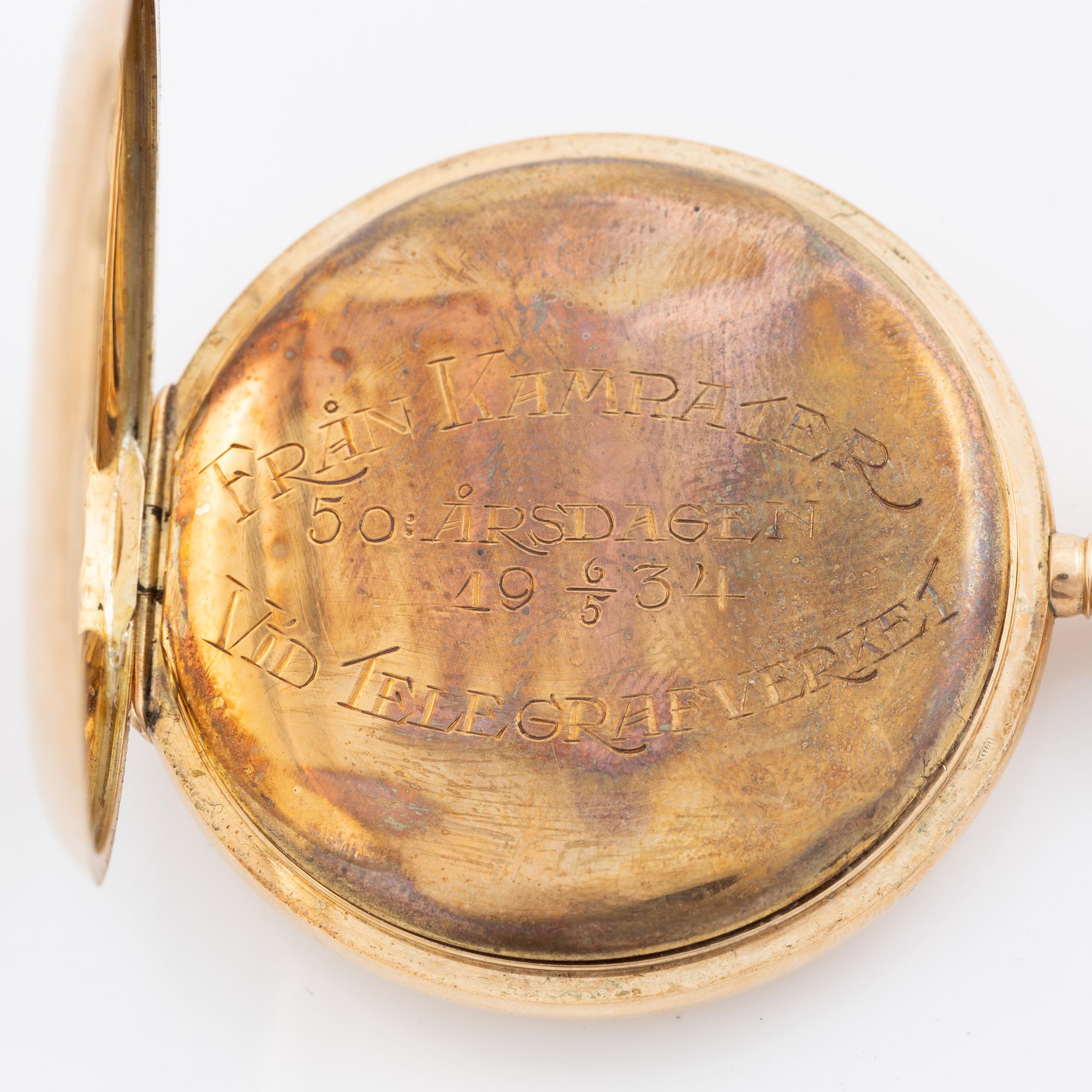 Omega, pocket watch, hunter, 14K gold, 51.5 mm.