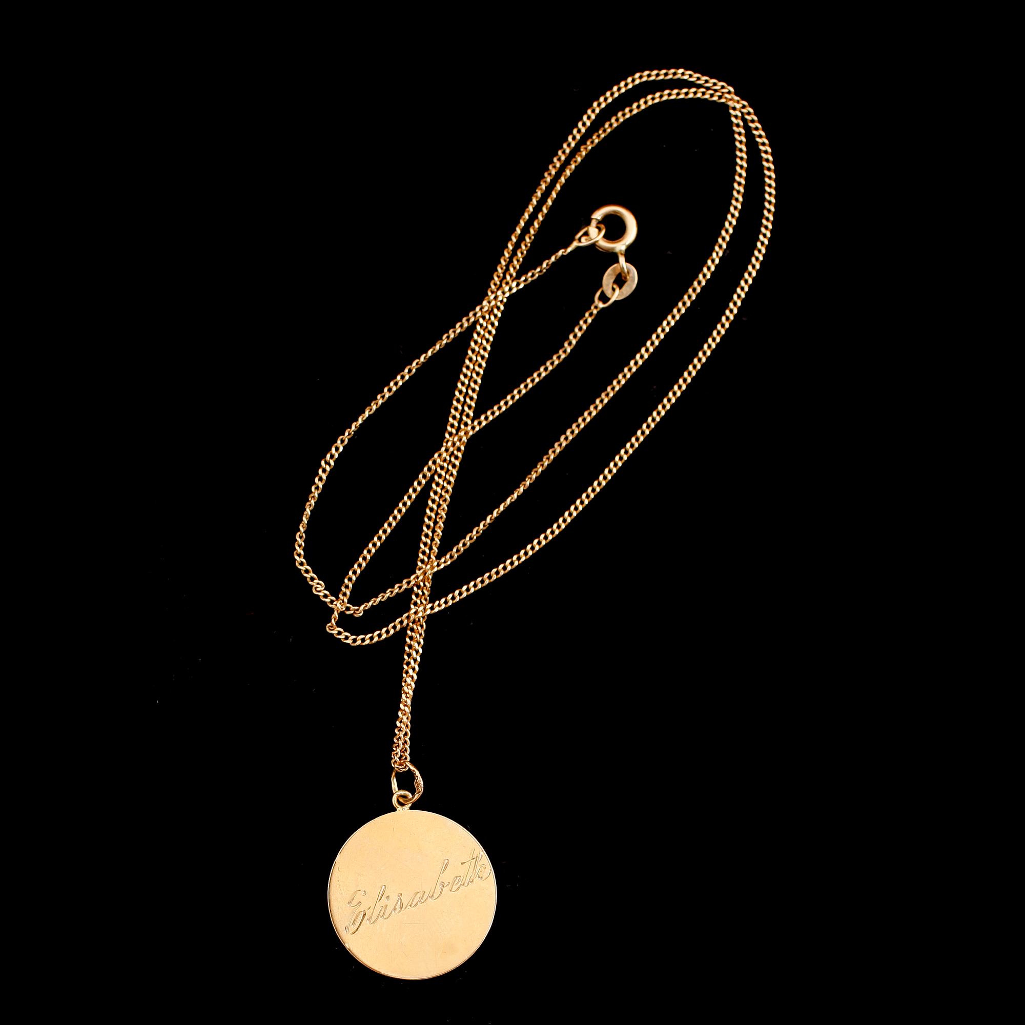 KEDJA MED HÄNGE, 18 k guld. Vikt 5 g.