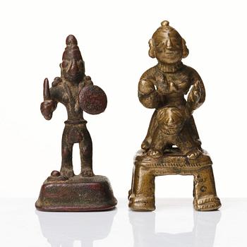 A set of five bronze miniature sculptures of deities, India.