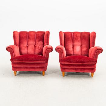 Armchairs, a pair, mid-20th century.