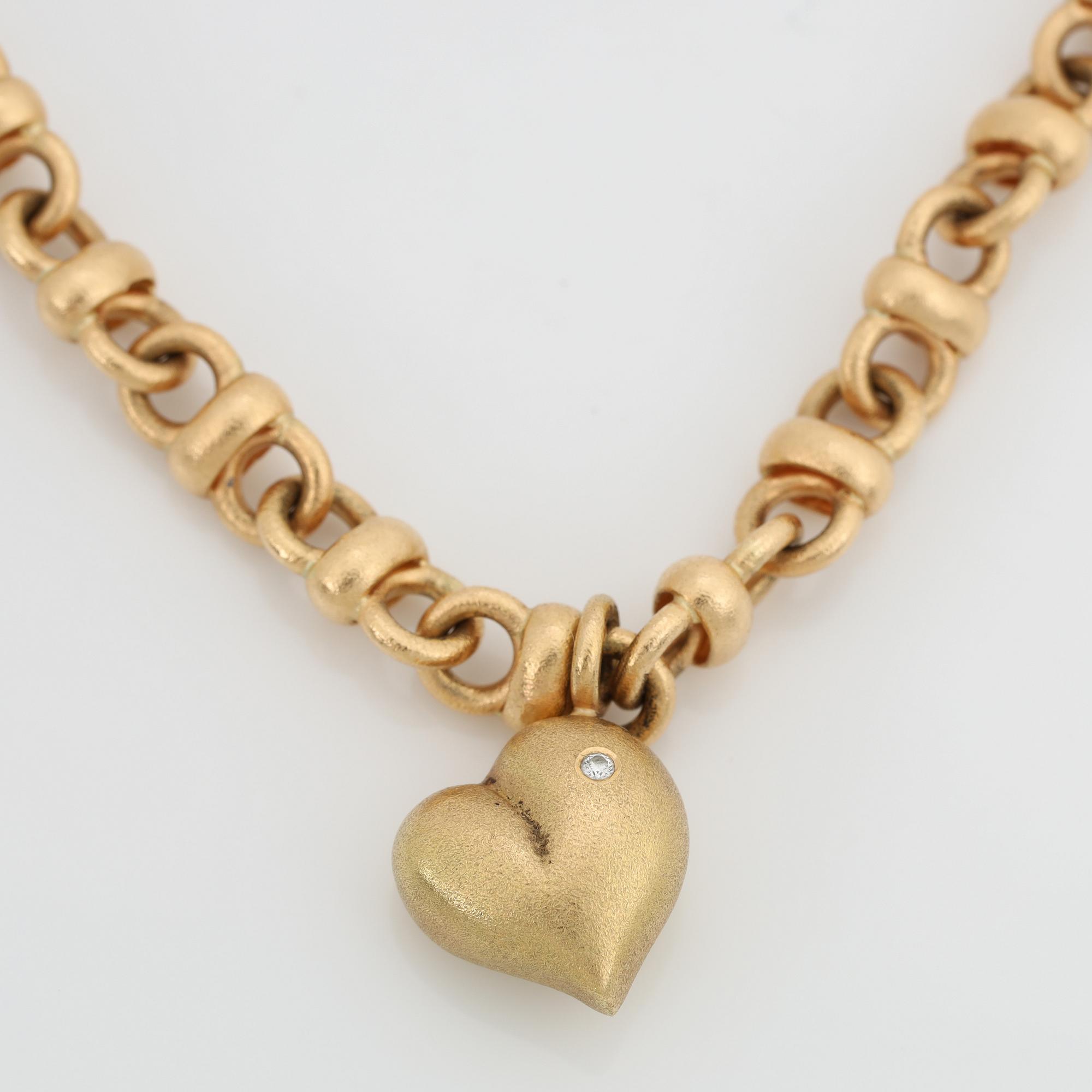 Jarl Sandin, collier, hjärtformat hänge med briljantslipad diamant ca 0.02 ct, Göteborg, 2006.