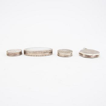 Dosor 3 st samt flakong silver 18/1900-tal.