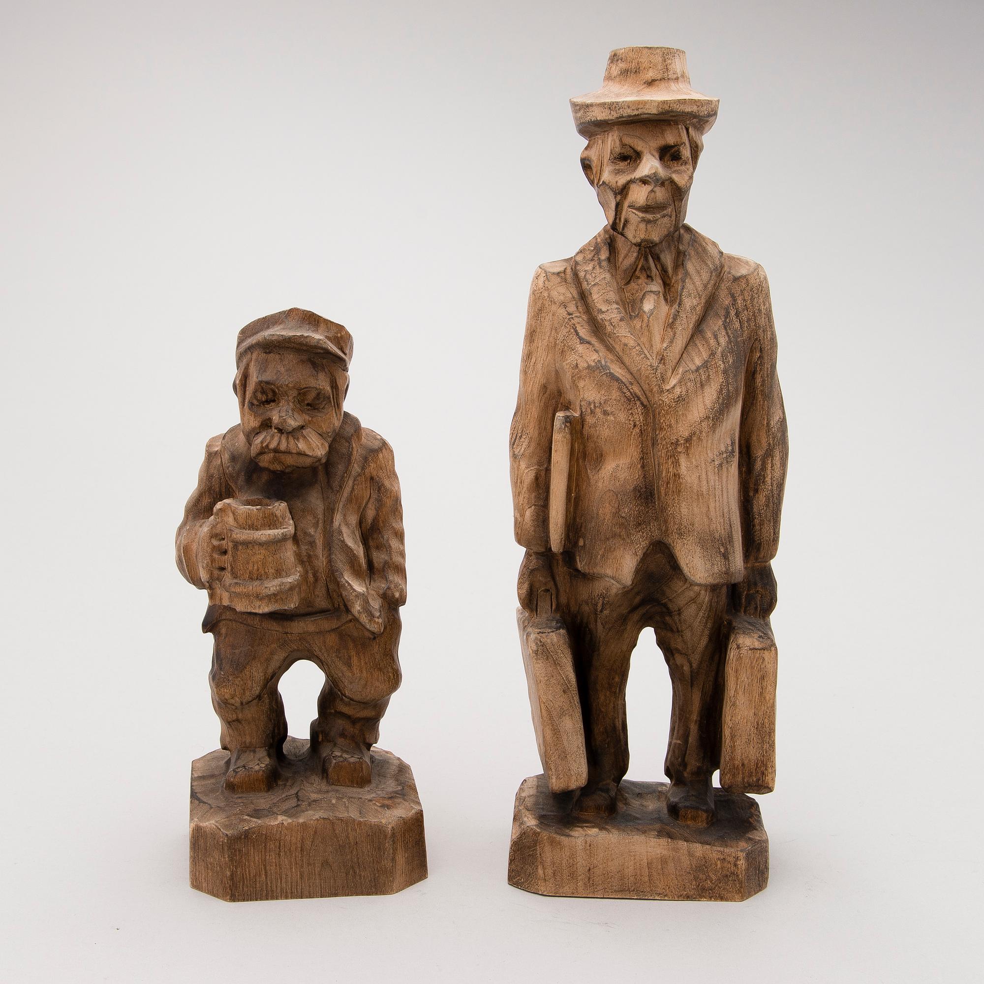 GEORG ÖHMAN, Puuveistoksia, 2 kpl, leimasigneerattu.