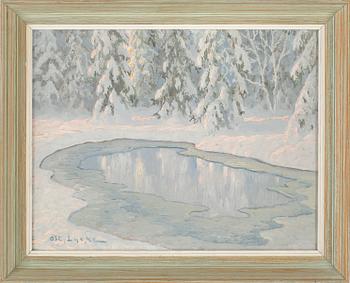 OSCAR LYCKE, olja på pannå, signerad.