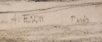 AXEL FRIDELL, kolteckning, signerad, 31 x 47 cm.