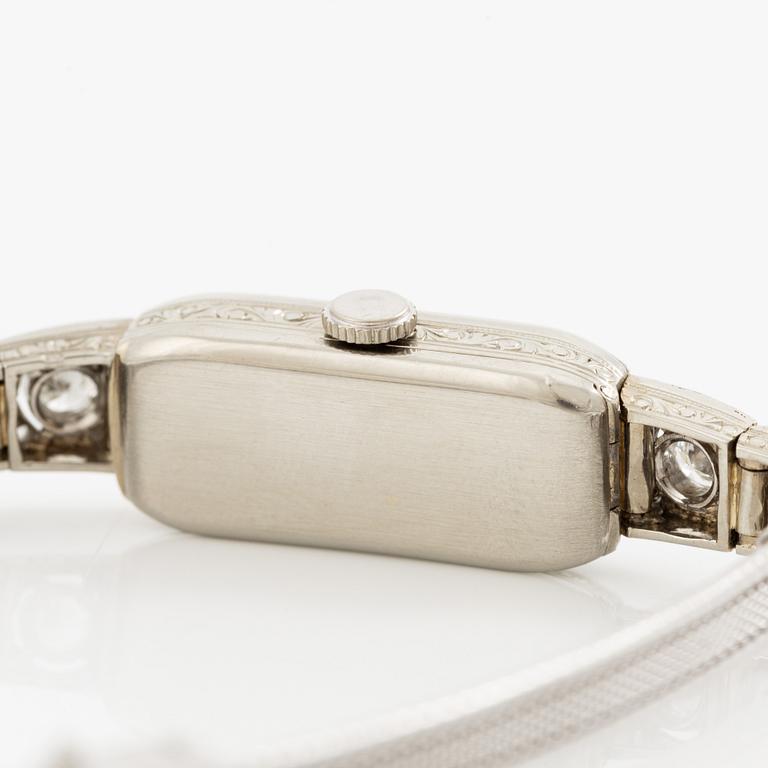 Smyckesur/Aftonklocka, boett 18K vitguld med diamanter.