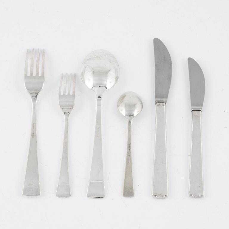 A Swedish silver cutlery set, model 'Diana', 36 pieces, marks of CG Hallberg and GAB, Stockholm 1950s and 60s.