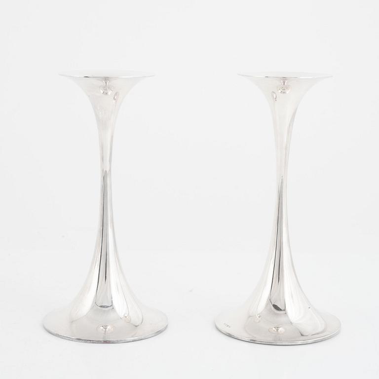 Tapio Wirkkala, a pair of sterling silver candlesticks, 'Trumpetti', Kultakeskus Oy, Hämeenlinna, Finland.