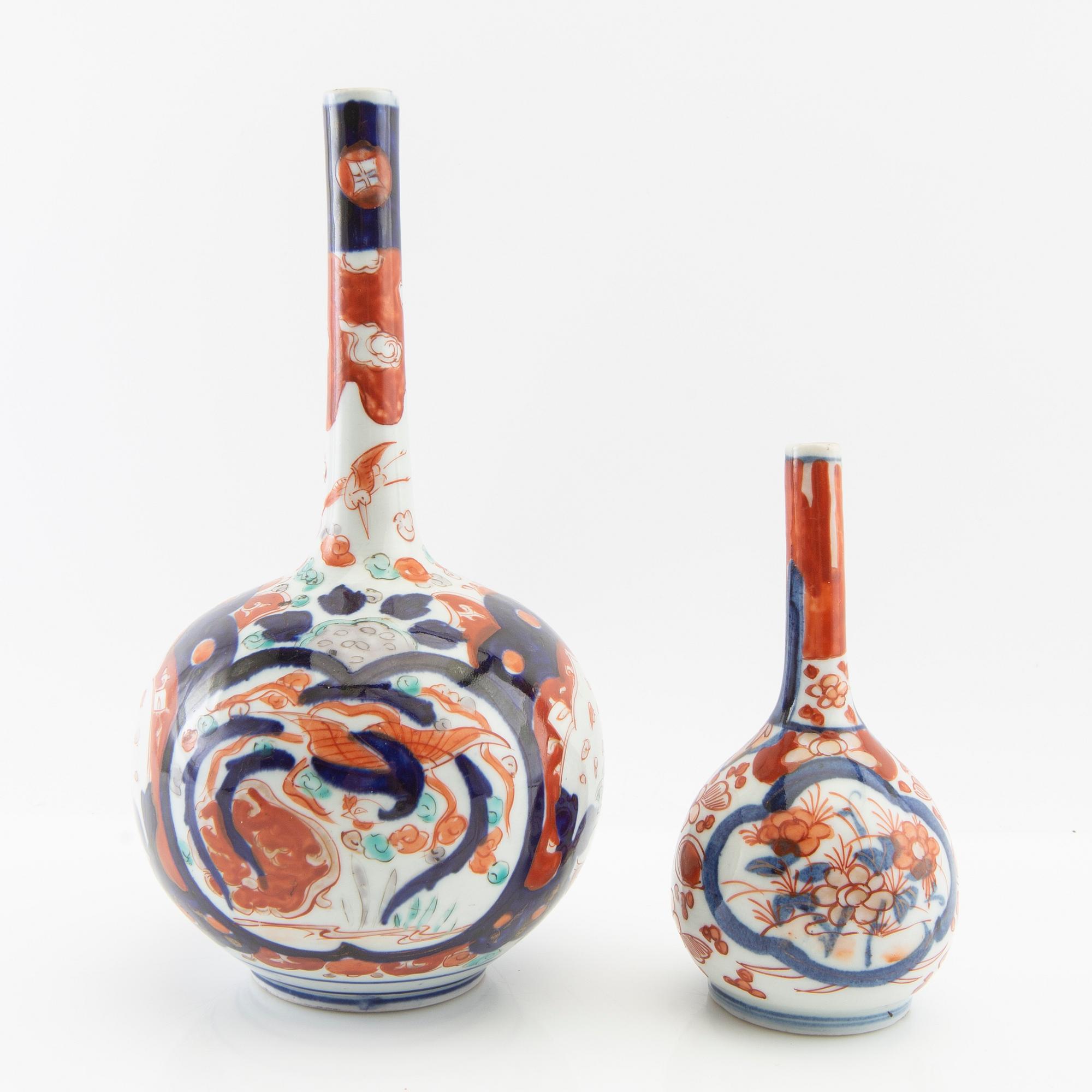 Vases 2 pcs urn and bowl Japan 20th century porcelain.