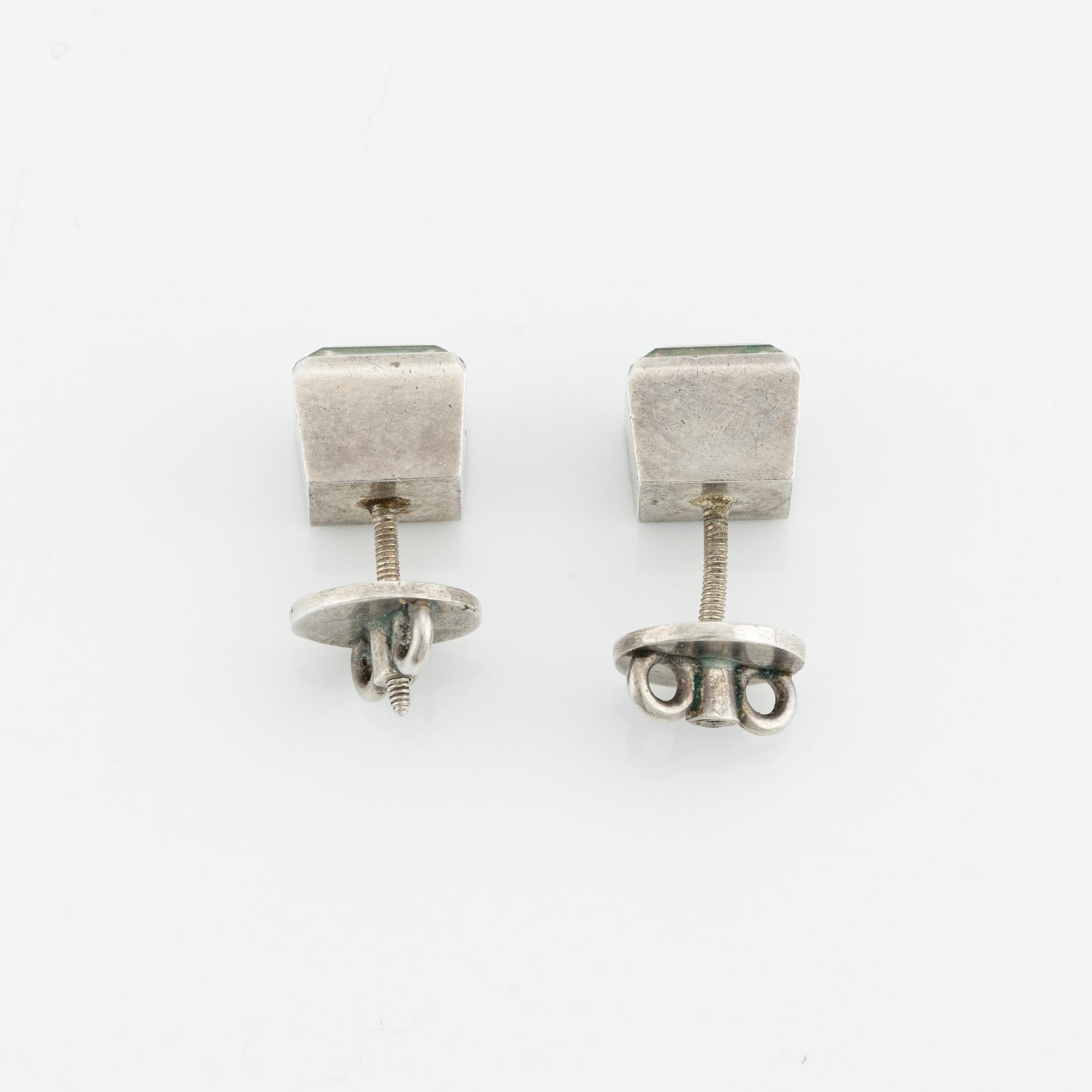 Wiwen Nilsson, earrings, sterling silver with rock crystal. Lund 1962.