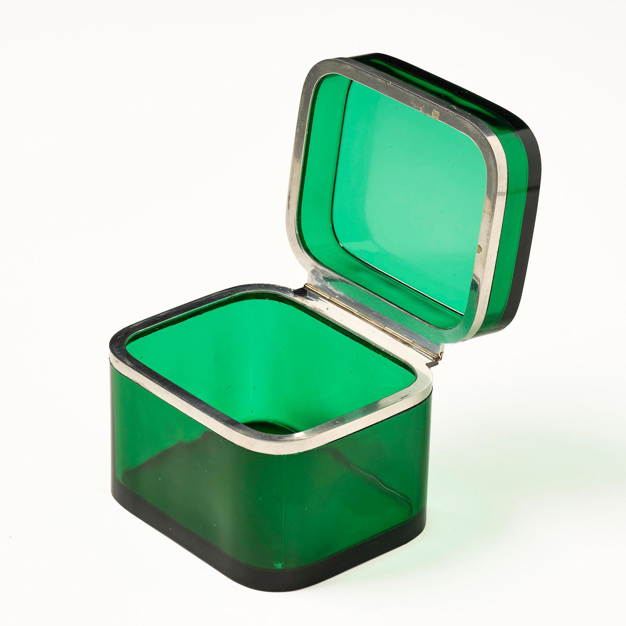 Josef Frank, a pewter mounted green-tinted glass box, Firma Svenskt Tenn.