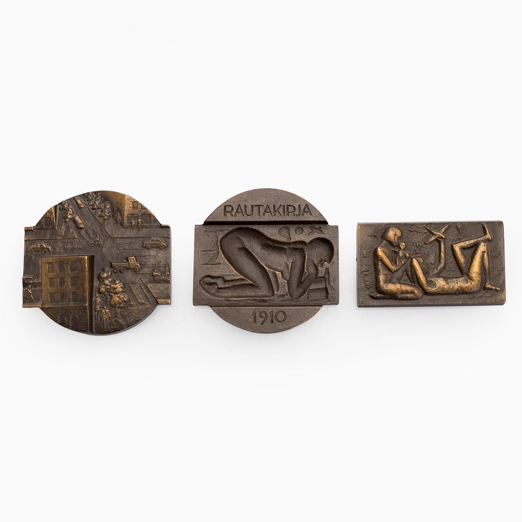 Kauko Räsänen, medalj, "Rautakirja 1910", signerad Kauko Räsänen 1985.