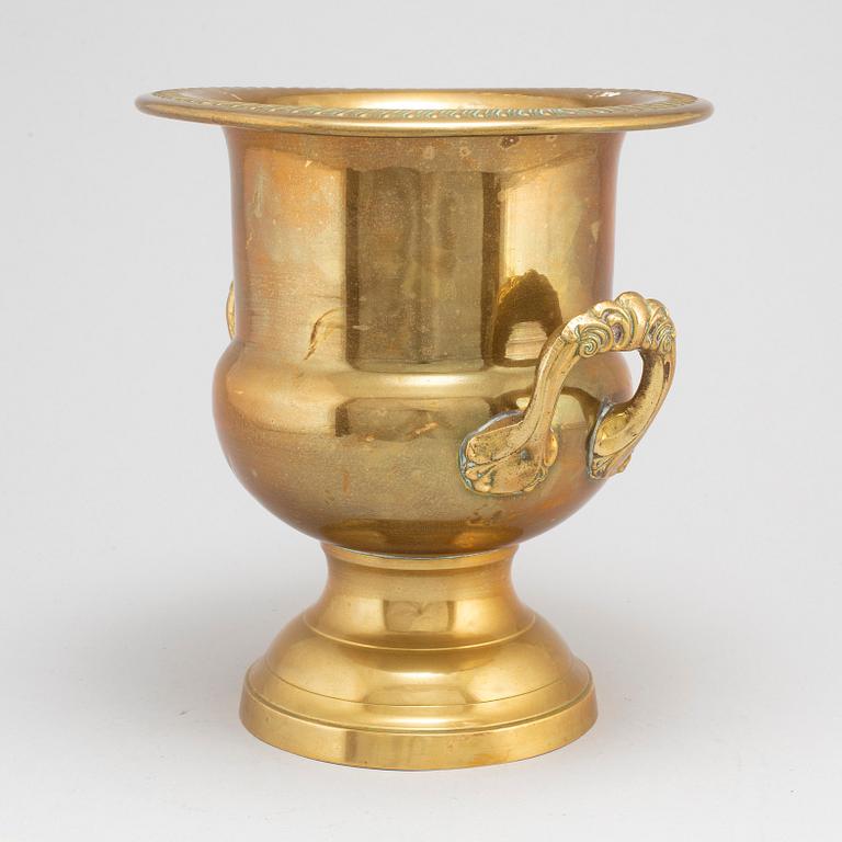 A first half of the 20th century brass champagne cooler.