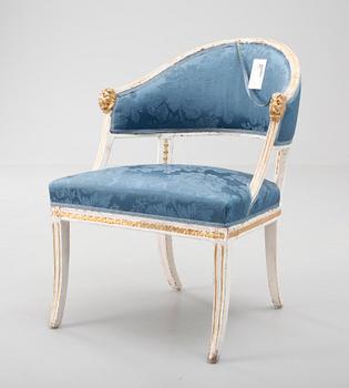 KARMSTOL, sengustaviansk, Ephraim Ståhl, (mästare i Stockholm 1794 - 1820). Signerad ES.