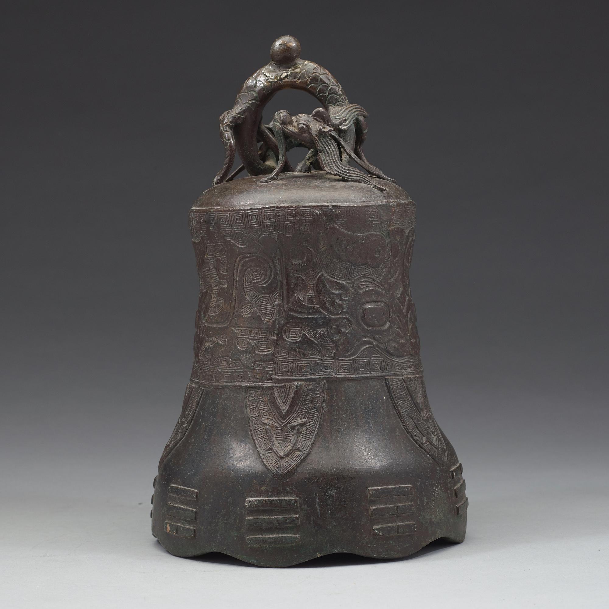 A bronze temple bell, Ming dynasty (1368-1644).