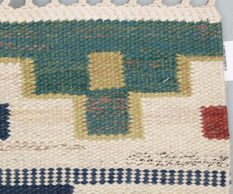 RUG. "Blå heden". Flat weave (rölakan). 227 x 162,5 cm. Signed AB MMF.