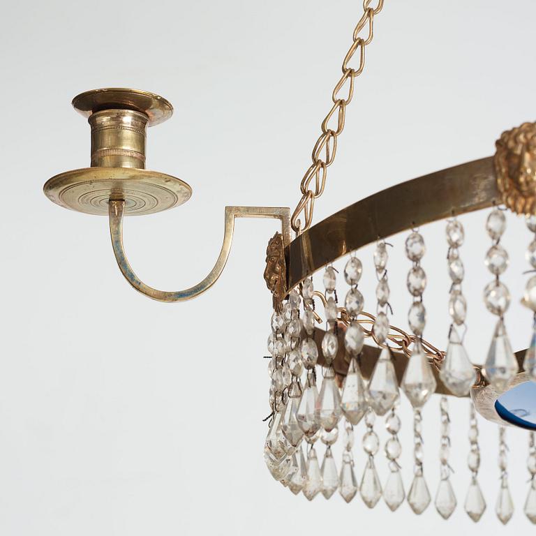 A late Gustavian circa 1800 five-light chandelier.