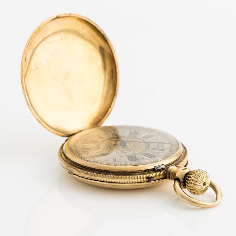 B. Haas Jeune, Paris-Geneve, pocket watch, hunter, 49 mm.