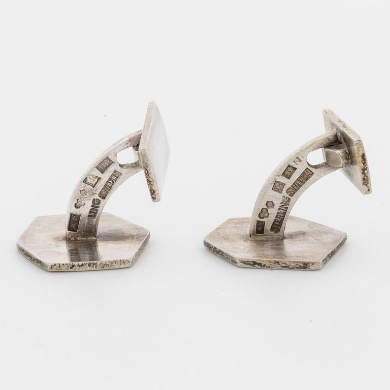 WIWEN NILSSON, manschettknappar, ett par, silver, Lund 1958,