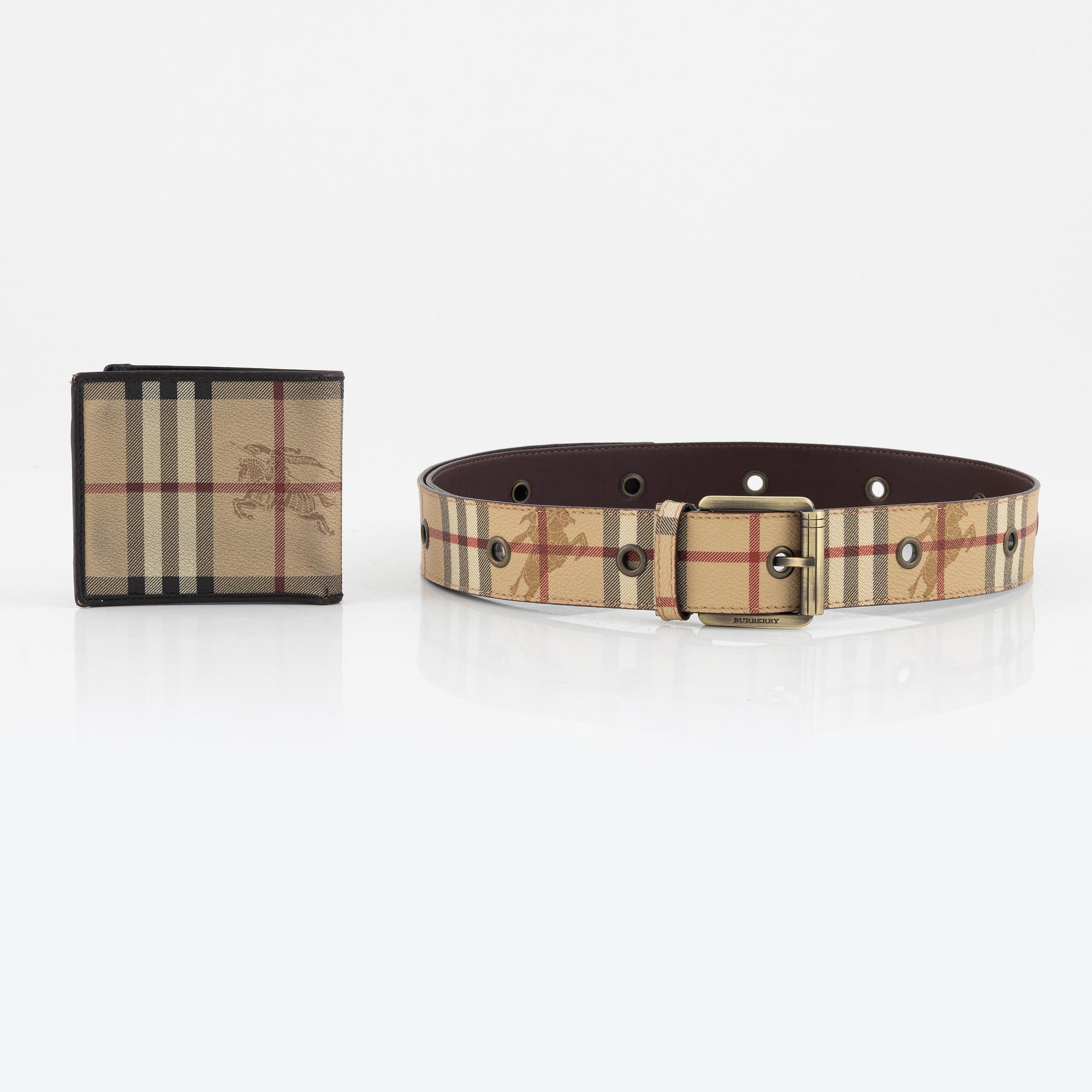 Burberry, a Nova Check belt and wallet. - Bukowskis