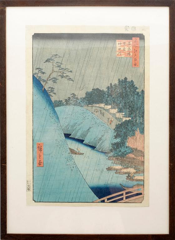 ANDO UTAGAWA HIROSHIGE, 2 st, träsnitt, Japan.
