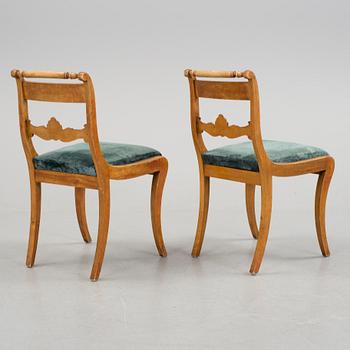 Six 1840's Biedermeier chairs by Carl Theodor Becker, Stockholm. Marked.