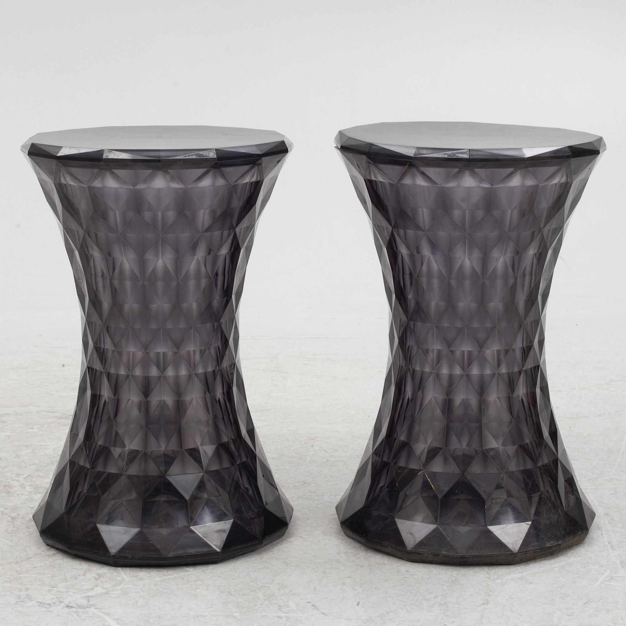 Marcel Wanders, a pair of stools, "Stone", Kartell, contemporary.