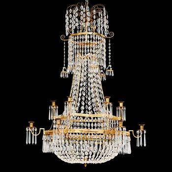 63. A late Gustavian seven-light chandelier atributed Carl Henrik Brolin (1765-1832, master in Stockholm 1801).