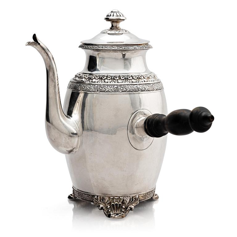 Arvid Öhrn, kaffekanna, silver, Gävle 1844.