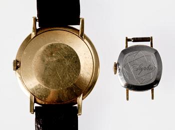 ARMBANDSUR, Omega och Tissot, bl a 18 K guld, 1900-talets mitt.