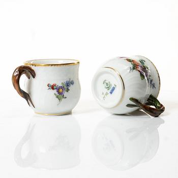 Royal Copenhagen, twelve cream cups with saucers, 'Saxon Flower', Denmark, 1923-34.