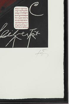 Antoni Tàpies, färgetsning, signerad XXXI/LXXXII.