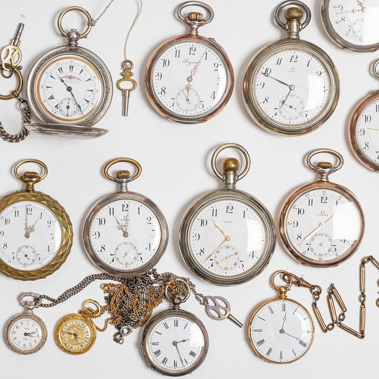 Collection of pocket watches, 63 pieces, "No reserve", various materials.