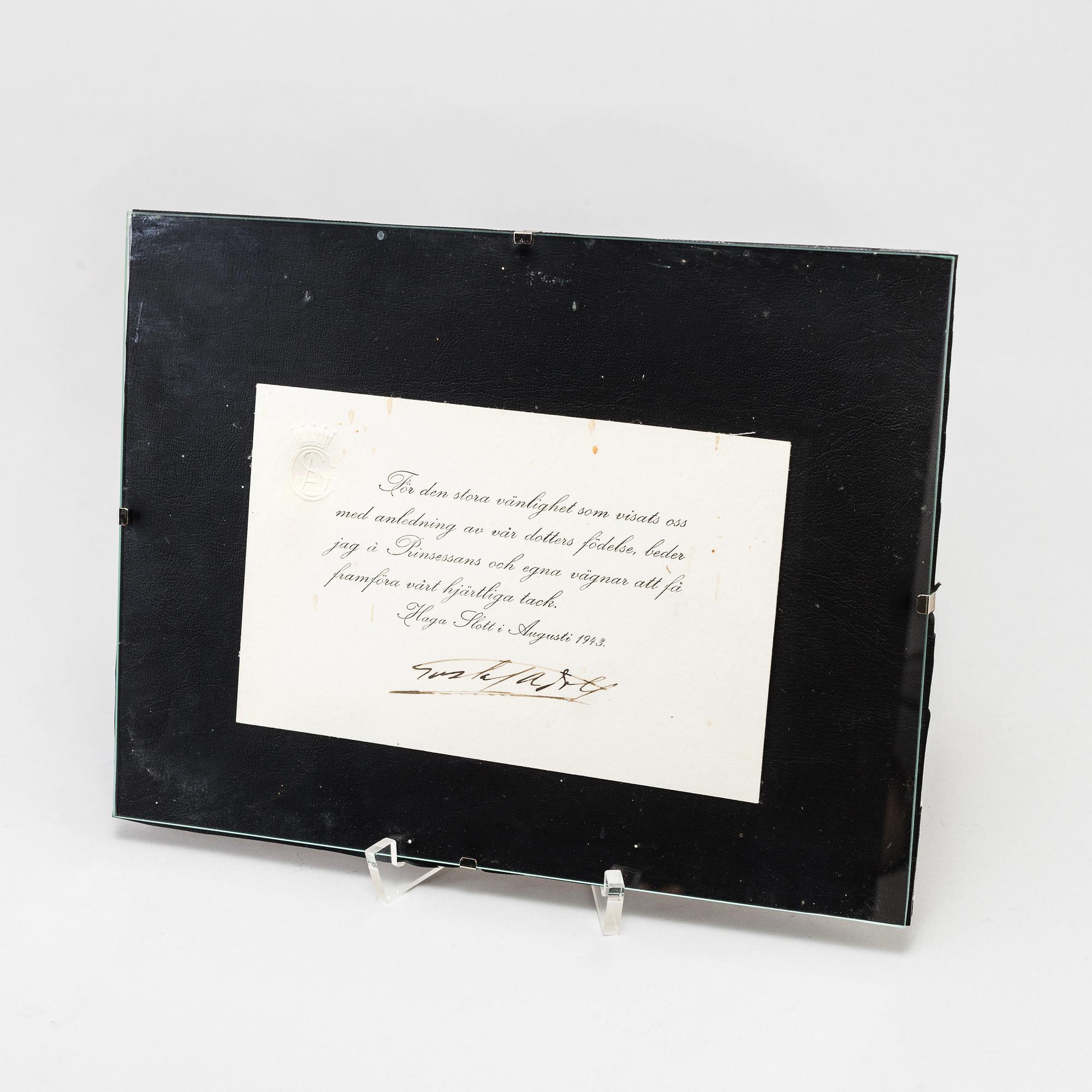 AUTOGRAF, Kronprins Gustaf Adolf, 1943.