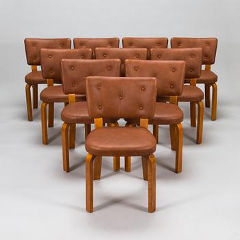 Alvar Aalto, ten 1950's '62' chairs, O.Y. Huonekalu- ja Rakennustyötehdas A.B., Finland.